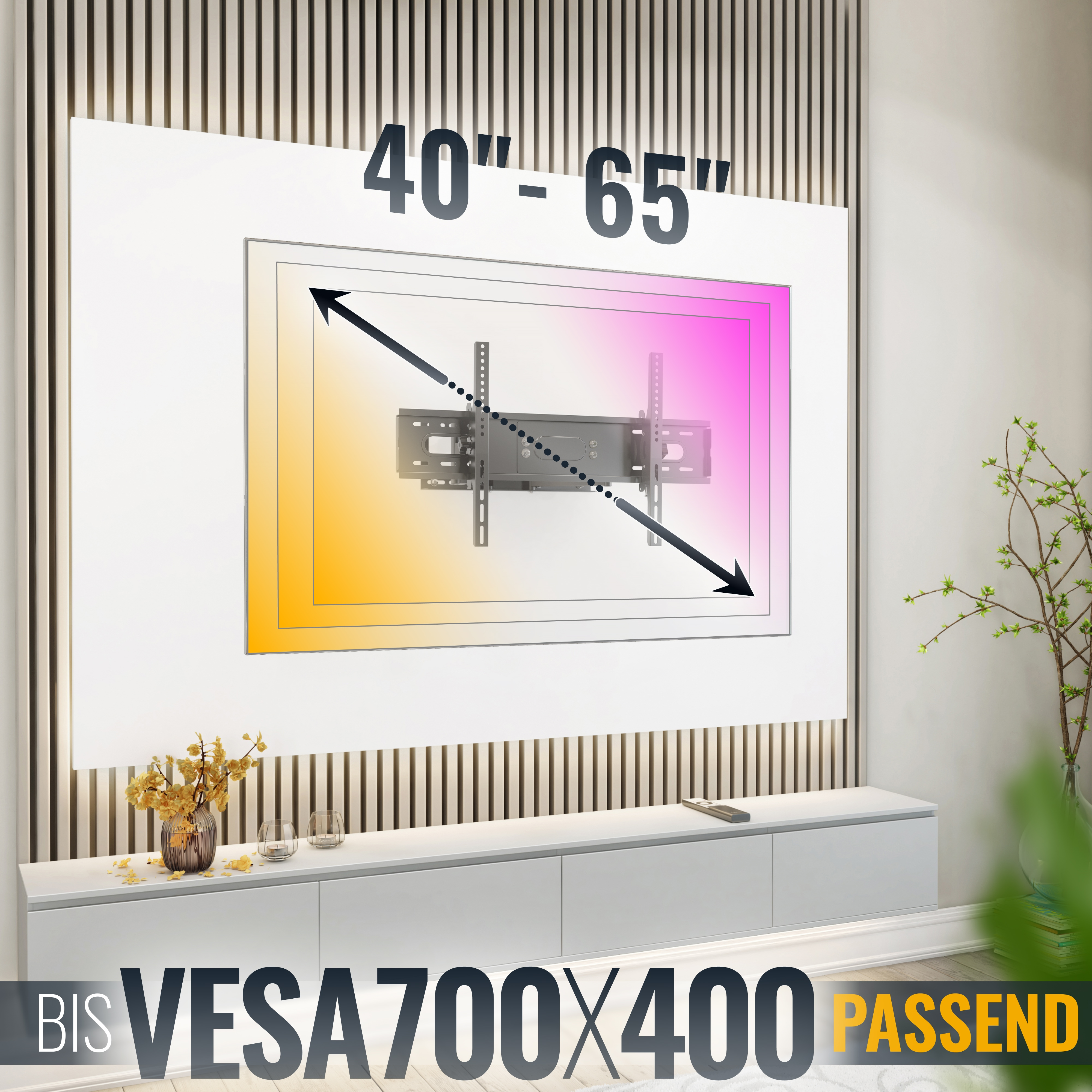 Ein Fernsehhalter für 40-65 Zoll TVs mit VESA 700x400 Halterung.