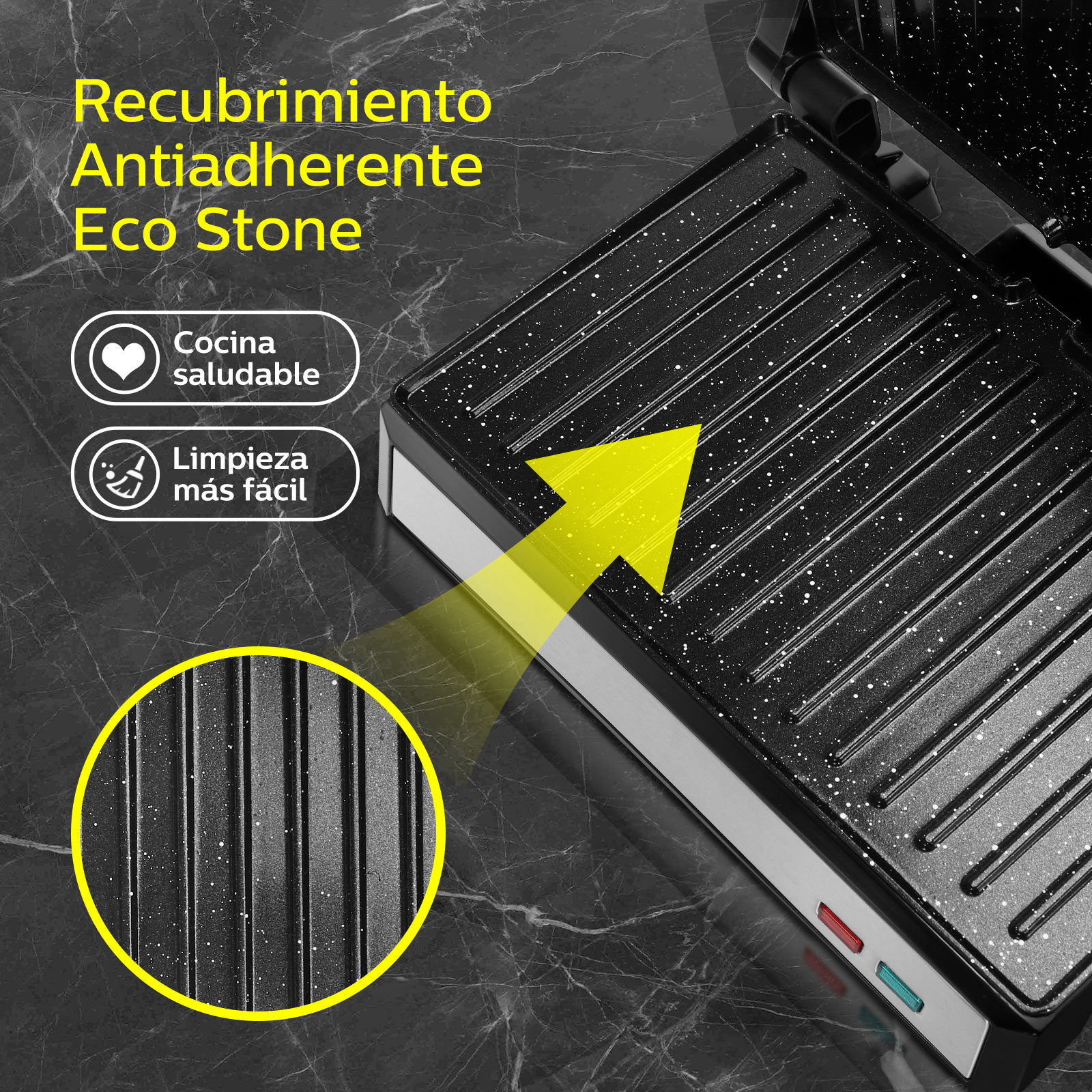 Ein Grill mit Antihaftbeschichtung und Sternenmuster. "Gesund kochen"