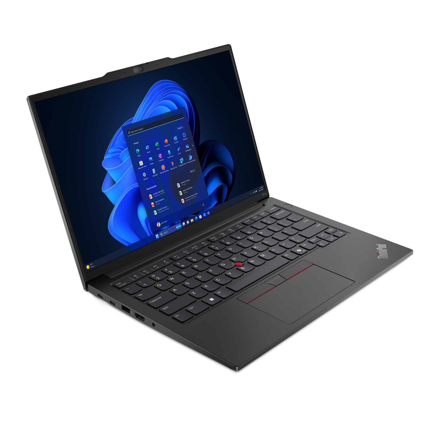 Windows başlangıç menüsünü gösteren aydınlatmalı ekrana sahip siyah dizüstü bilgisayar.