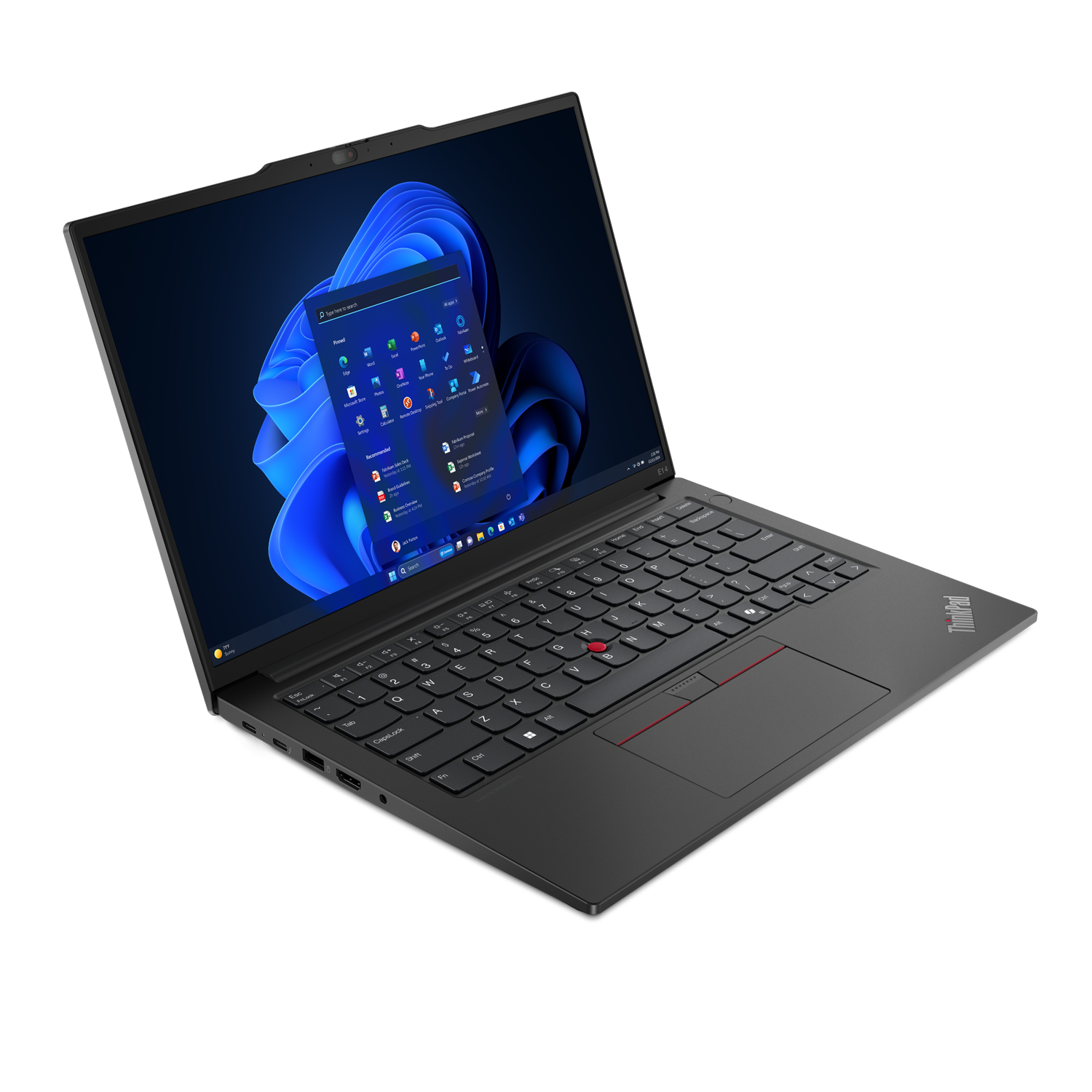 Windows 11 gösteren açık ekranlı siyah bir dizüstü bilgisayar.