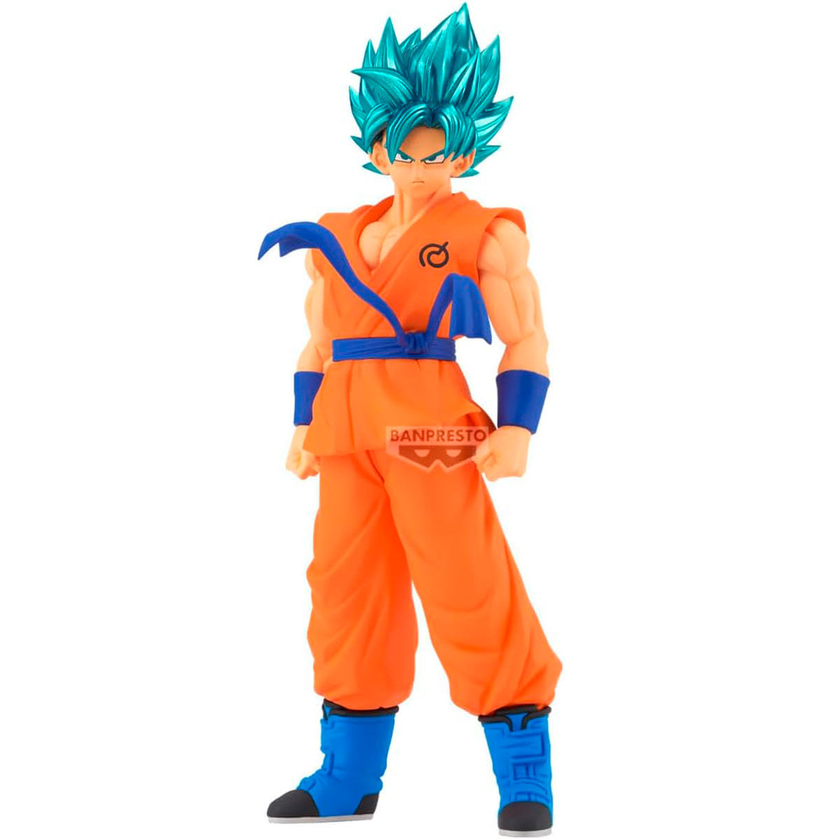 Eine Anime-Figur in orangefarbener Kleidung mit blauen Akzenten und leuchtend türkisfarbenem Haar.
