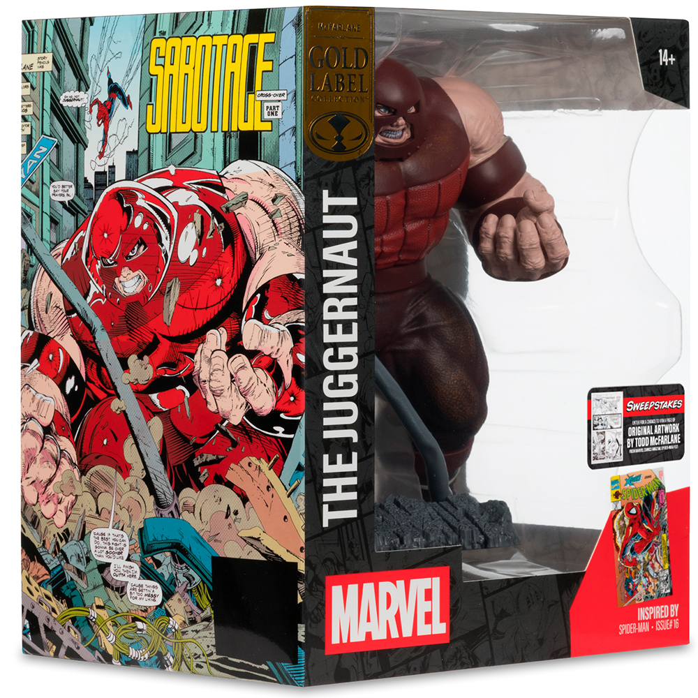 Verpackung der Juggernaut-Figur mit Comic-Artwork und Marvel-Logo.