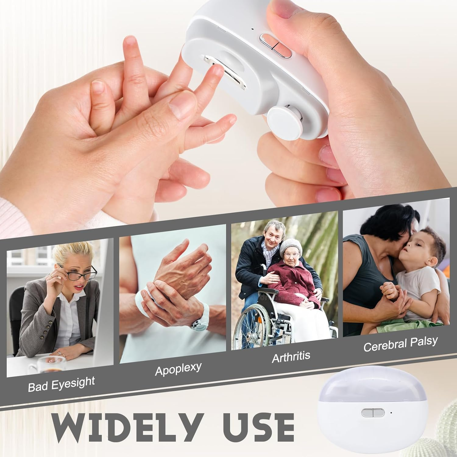 Gerät für Finger, Kranke, Rollstuhl, Mutter mit Kind. Weit verbreitet.