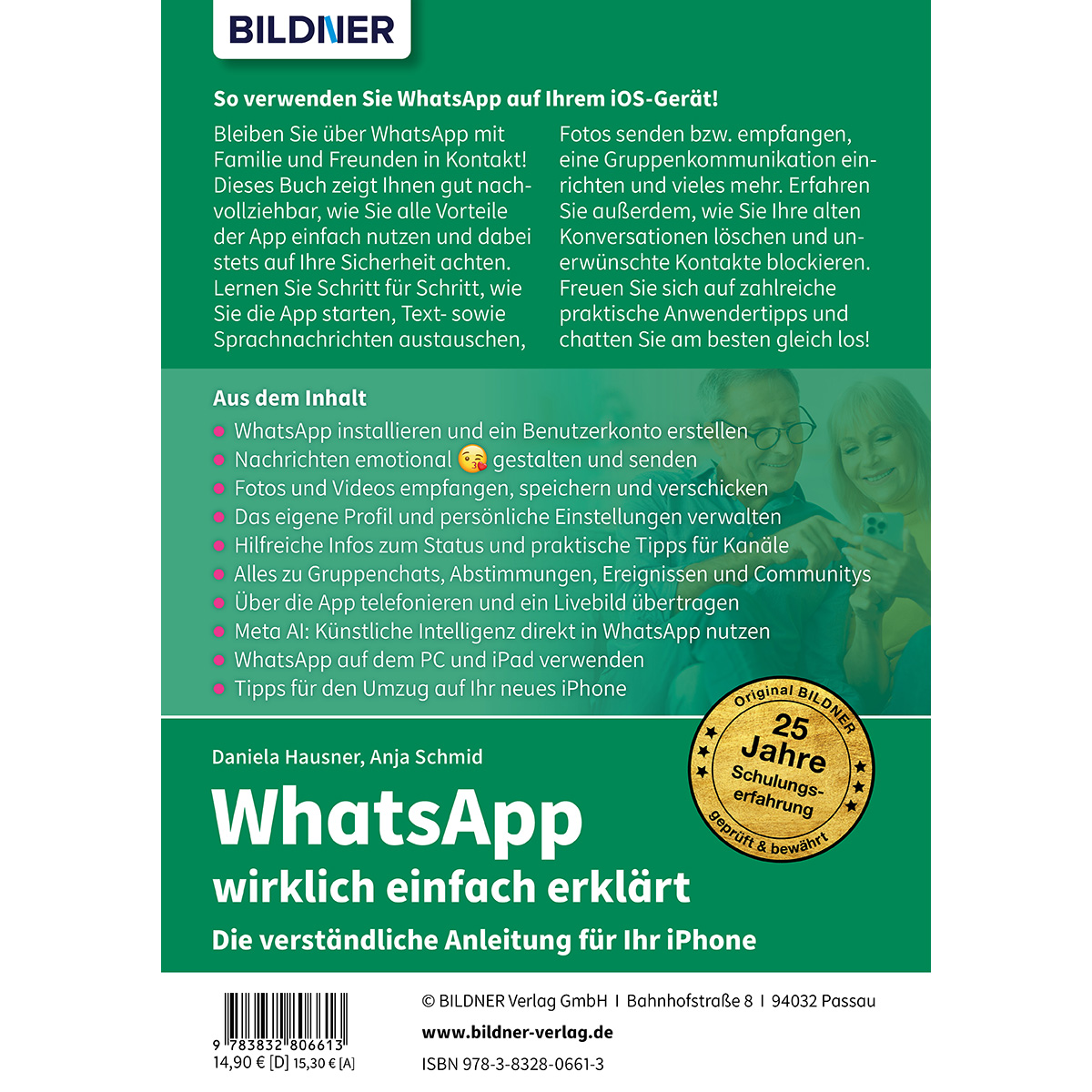 Buchcover für WhatsApp: Einfach erklärt. Enthält Titel, Autoren, Inhaltsverzeichnis und Verlagsinfo.