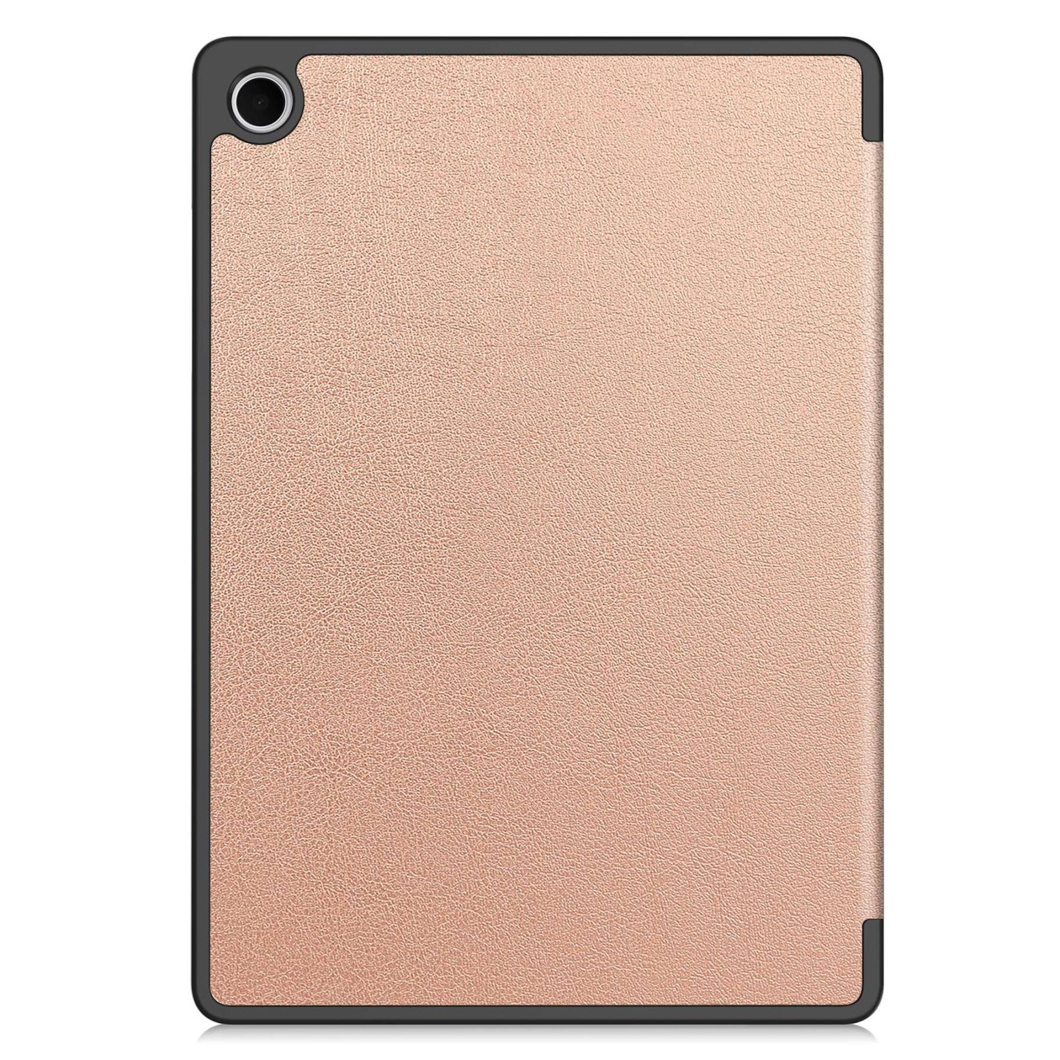 Ein roségoldenes Tablet mit einer Kameralinse oben links.