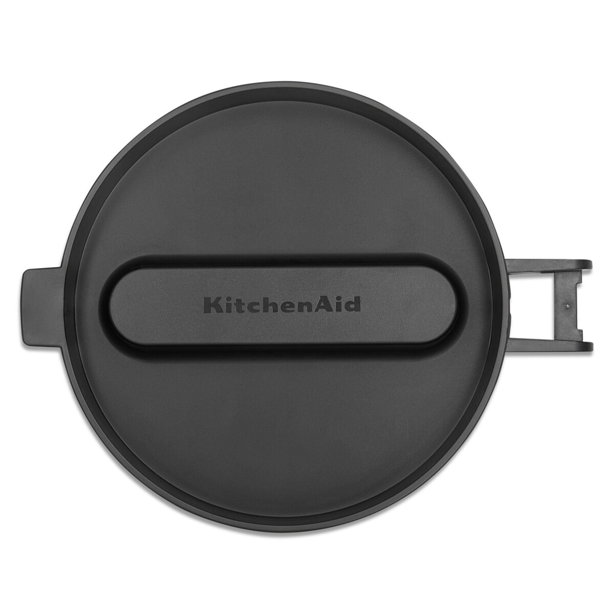 Schwarzer KitchenAid Deckel mit Griff und Logo.