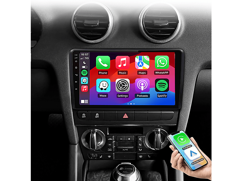 AWESAFE Für Audi A3 S3 RS3 2003-2013 autoradio 64 GB, DAB+, FM, black ...