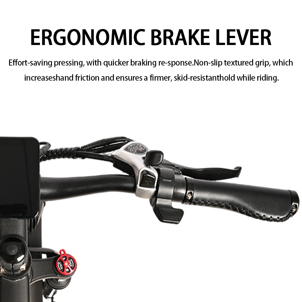 Ergonomiczna dźwignia hamulca z antypoślizgowym uchwytem na kierownicy.
