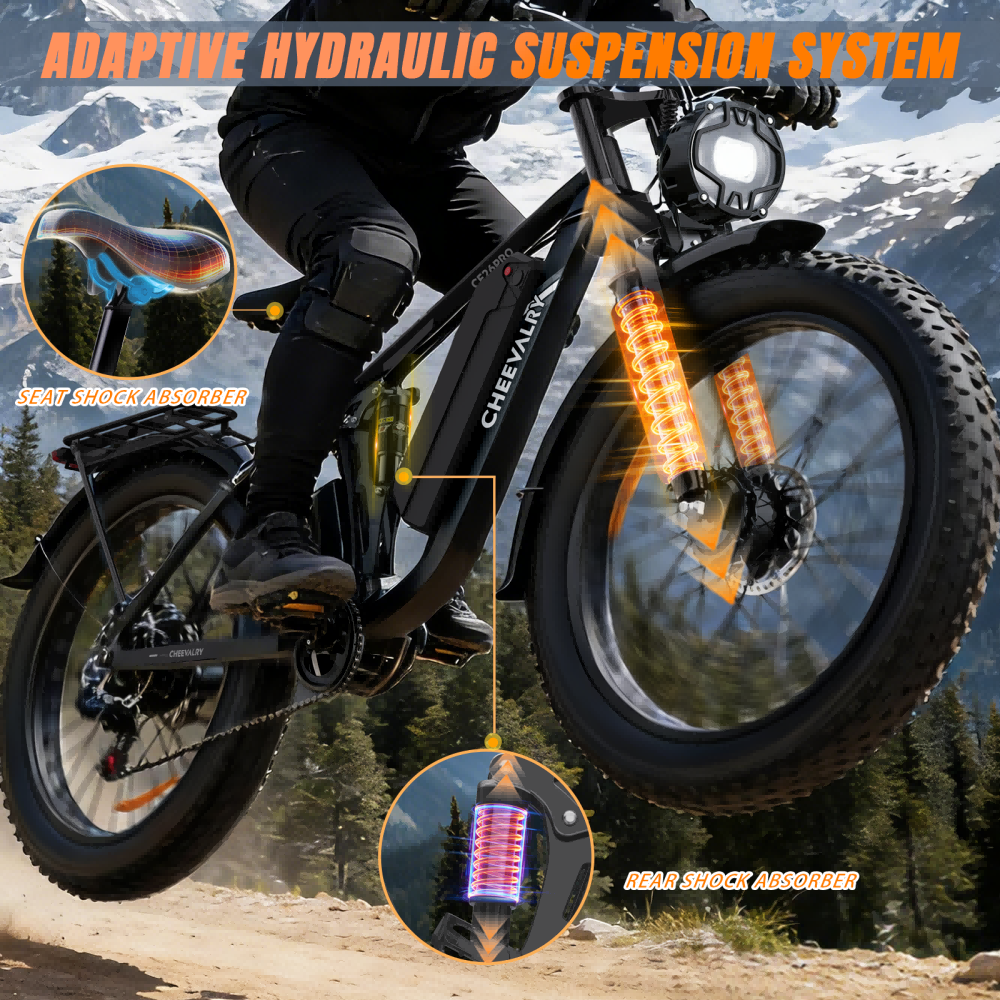 Osoba jedzie czarnym rowerem elektrycznym na grubych oponach po ścieżce gruntowej.