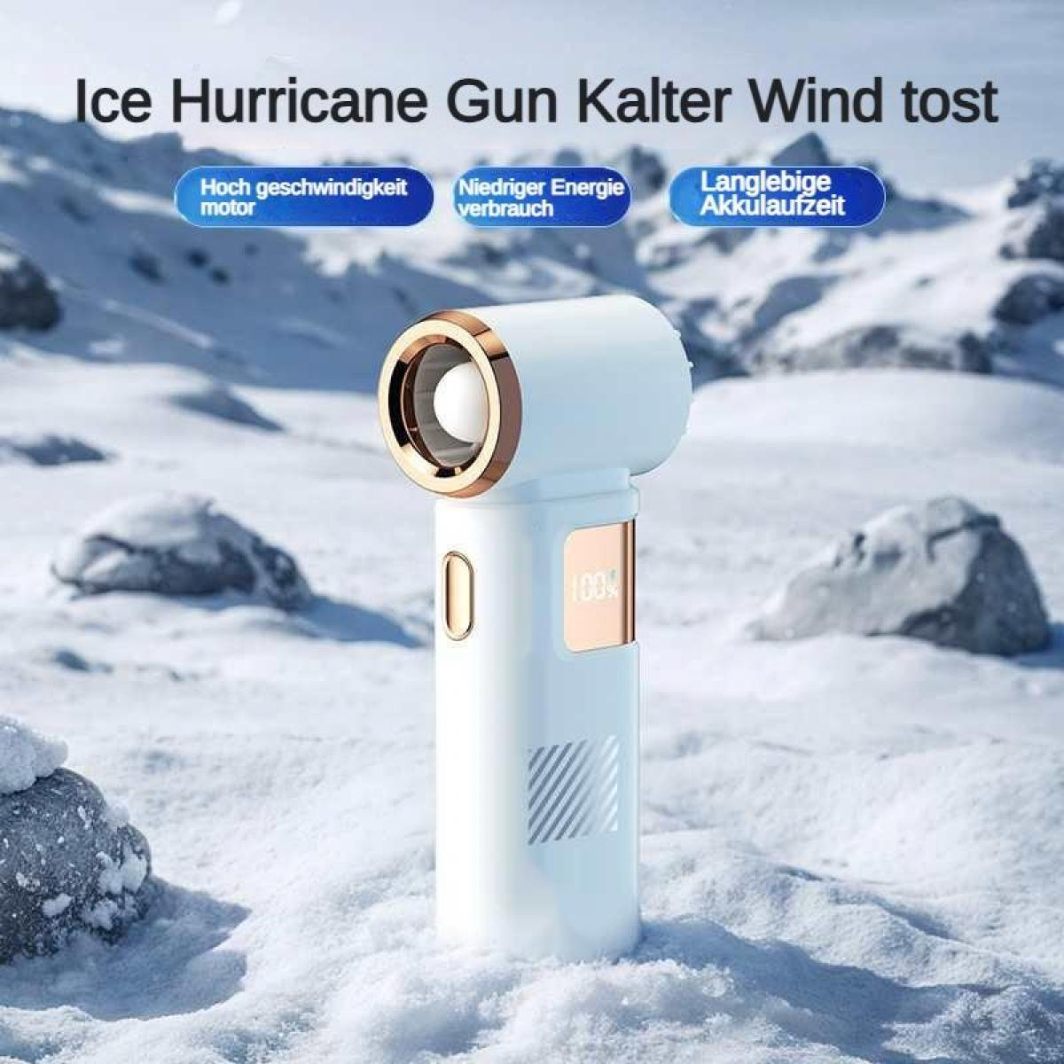 Ein weißer Lüfter mit goldener Lünette im Schnee. Anzeige zeigt 100%.