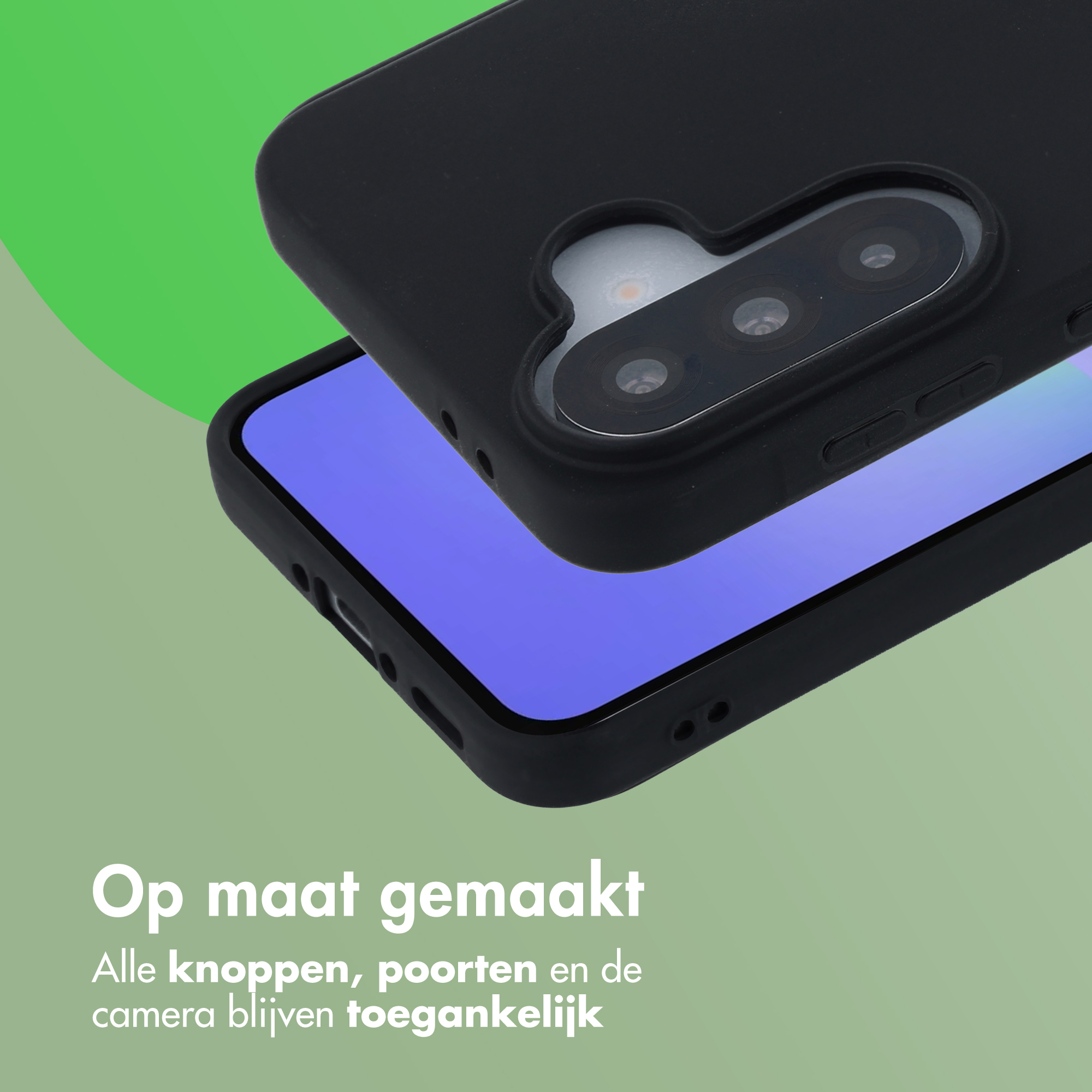 Coque de téléphone noire sur un smartphone à écran bleu.