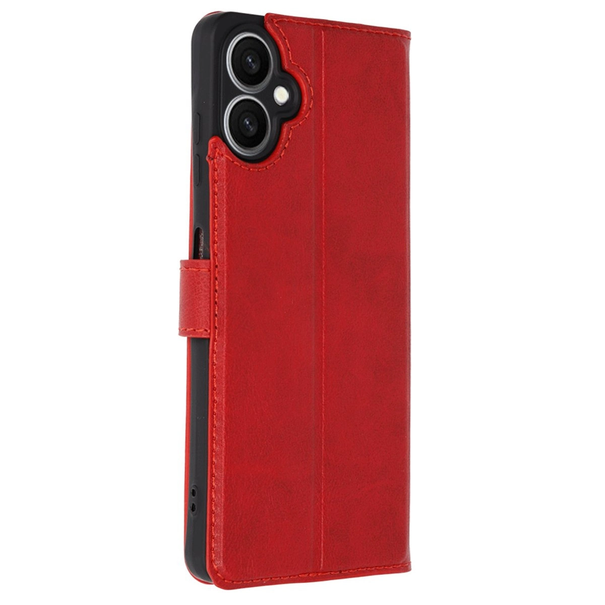 Kamera adacıklı kırmızı akıllı telefon kapaklı kılıf.