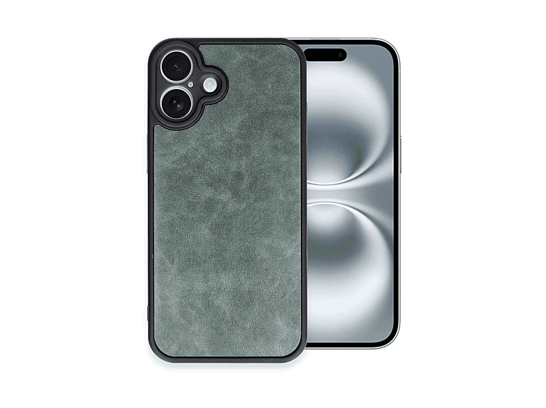 NEWFACE iPhone 16 Plus Uyumlu Aras Deri Kapak Telefon Kılıfı Koyu Yeşil