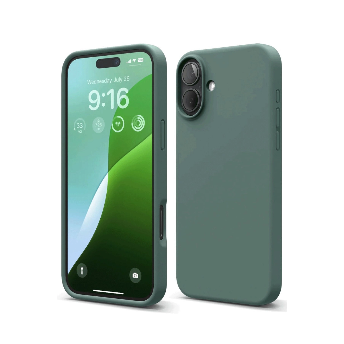 NEWFACE iPhone 16 Plus Uyumlu Nano İçi Kadife Silikon Telefon Kılıfı Koyu Yeşil