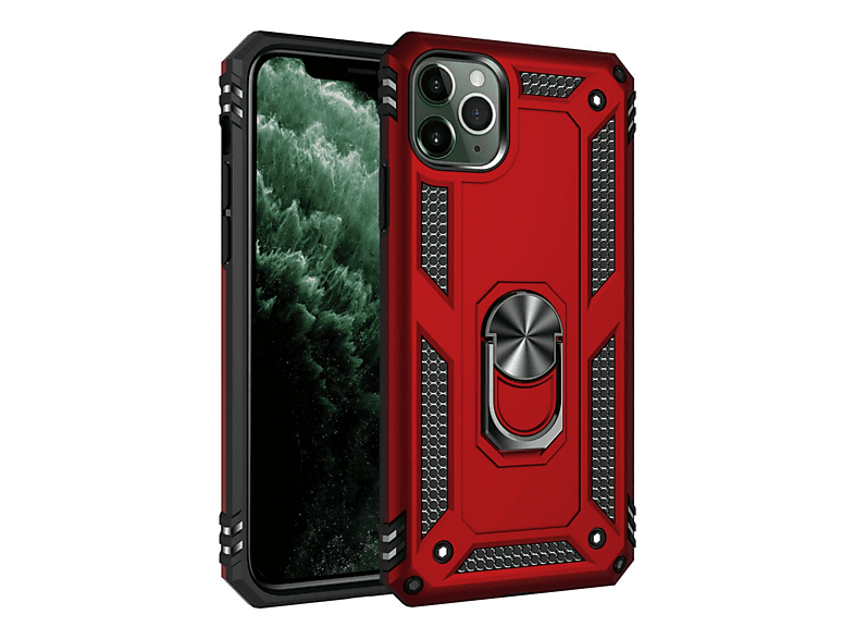 NEWFACE iPhone 11 Pro Uyumlu Sofya Yüzüklü Silikon Telefon Kılıfı Kırmızı
