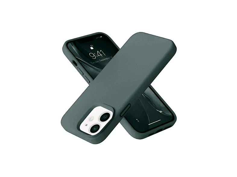 NEWFACE iPhone 12 Uyumlu Nano İçi Kadife Silikon Telefon Kılıfı Koyu Yeşil