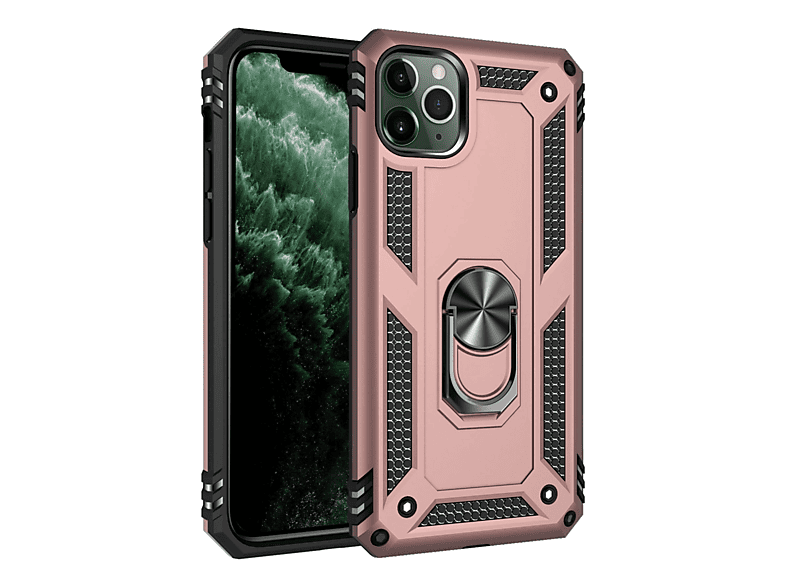 NEWFACE iPhone 11 Pro Uyumlu Sofya Yüzüklü Silikon Telefon Kılıfı Rose