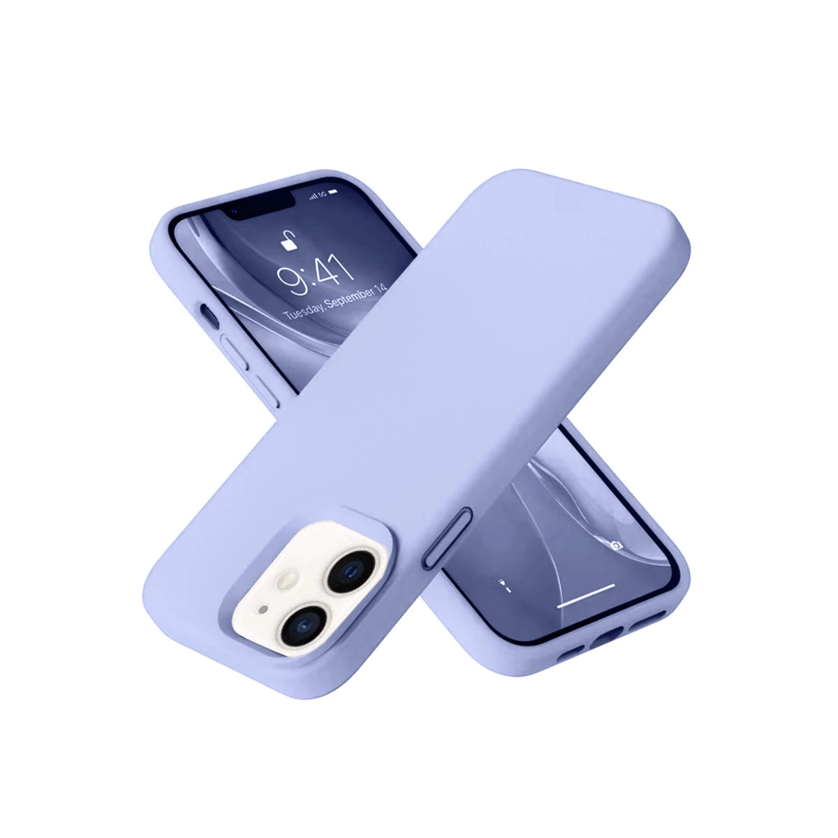 İki açık mor telefon kılıfı üst üste biniyor. Biri kamerayı gösteriyor.