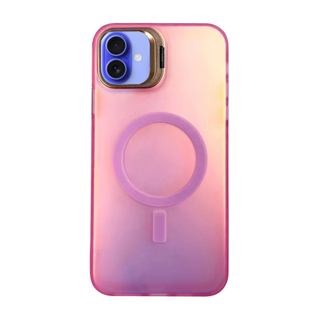 NEWFACE iPhone 16 Plus Uyumlu Primera Magsafe Standlı Kapak Telefon Kılıfı Pembe