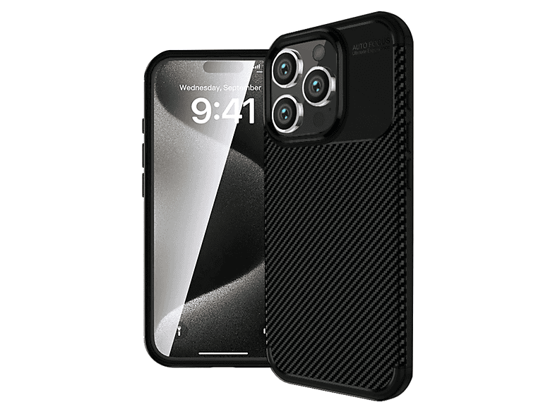 EVIMDEYOKYOK Apple iPhone 16 Pro Max Uyumlu Auto Focus Karbon Kapak Telefon Kılıfı Siyah