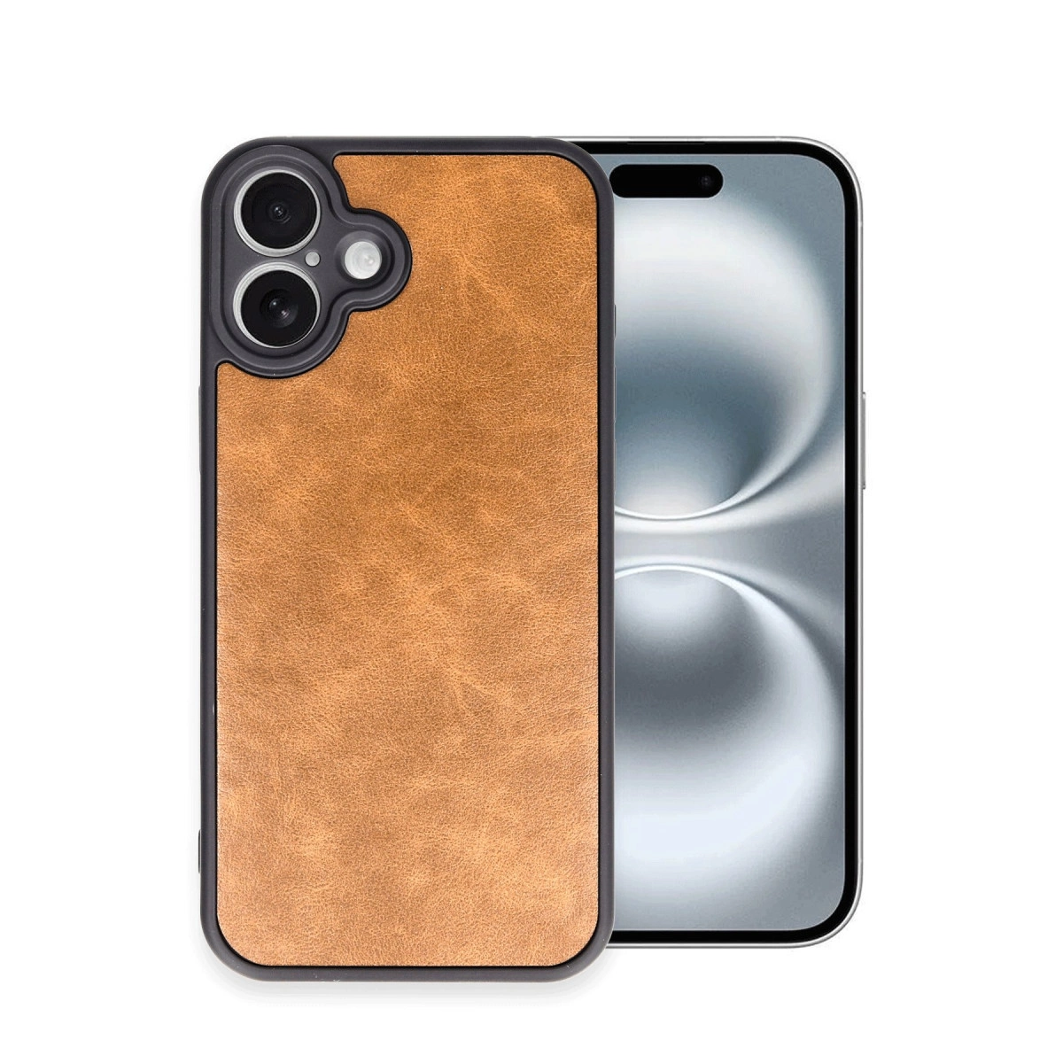 NEWFACE iPhone 16 Plus Uyumlu Aras Deri Kapak Telefon Kılıfı Taba