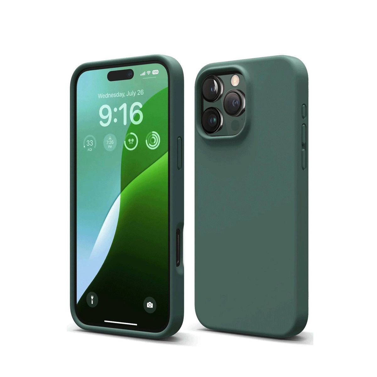 NEWFACE iPhone 16 Pro Uyumlu Nano İçi Kadife Silikon Telefon Kılıfı Koyu Yeşil