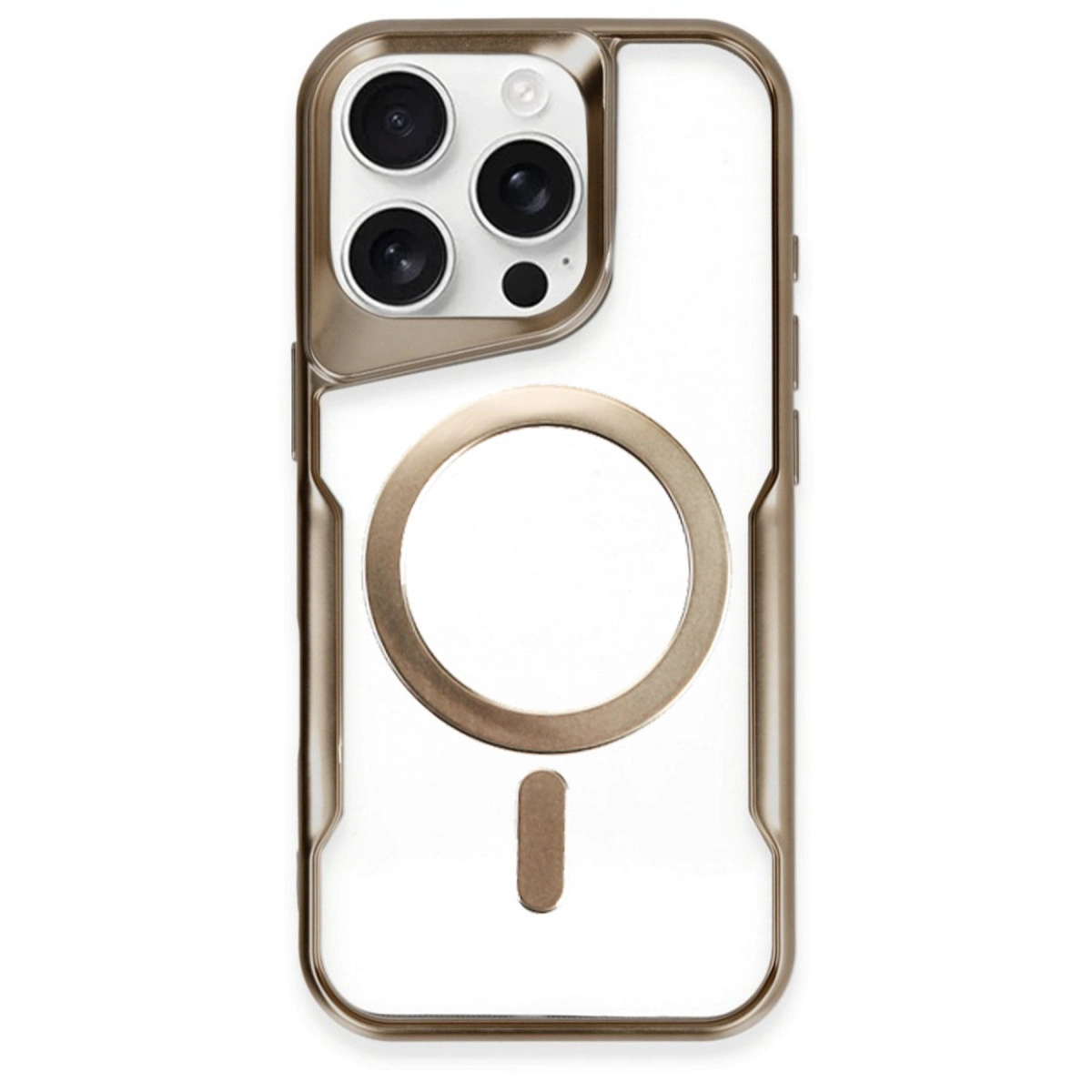 NEWFACE iPhone 16 Pro Max Uyumlu Boyi Magsafe Silikon Kapak Telefon Kılıfı Kahverengi