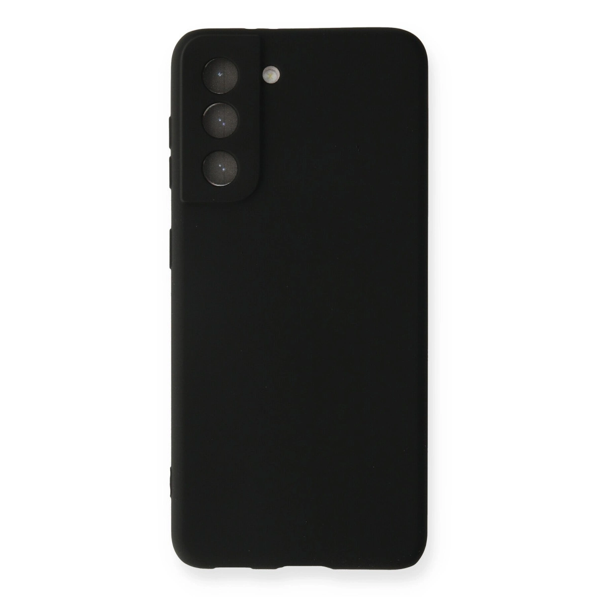 Üçlü kamerası ve flaşı olan siyah akıllı telefonun arkası.