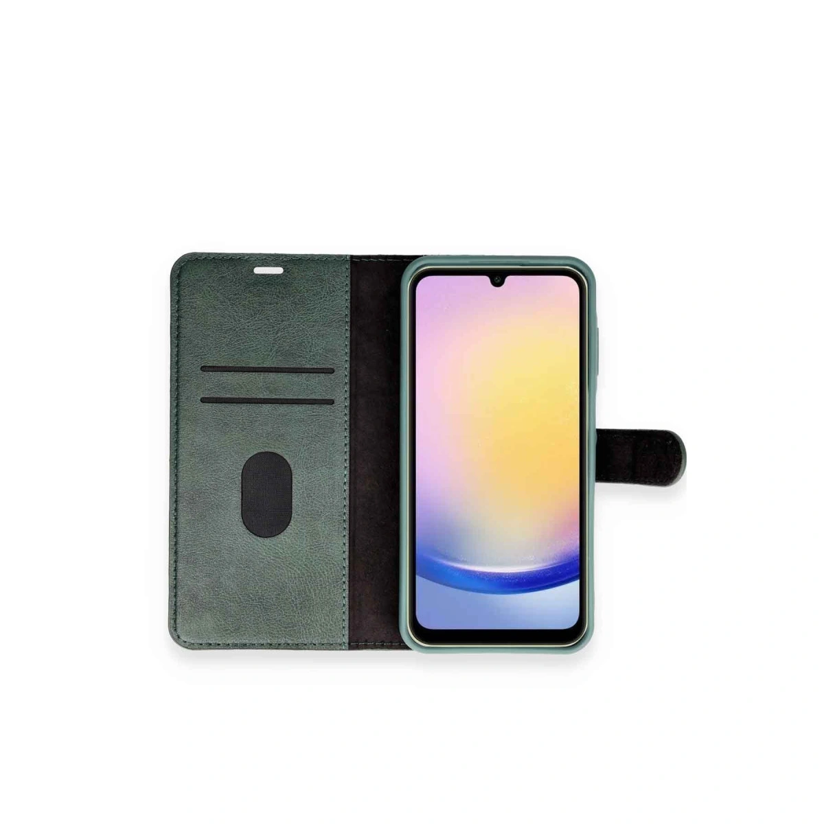 Renkli ekranlı, açık yeşil telefon kılıfı.
