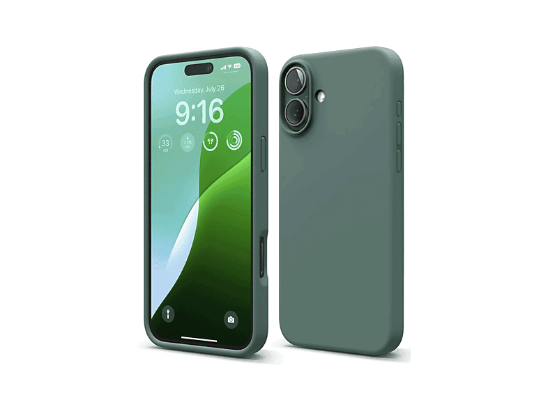 NEWFACE iPhone 16 Uyumlu Nano İçi Kadife Silikon Telefon Kılıfı Koyu Yeşil