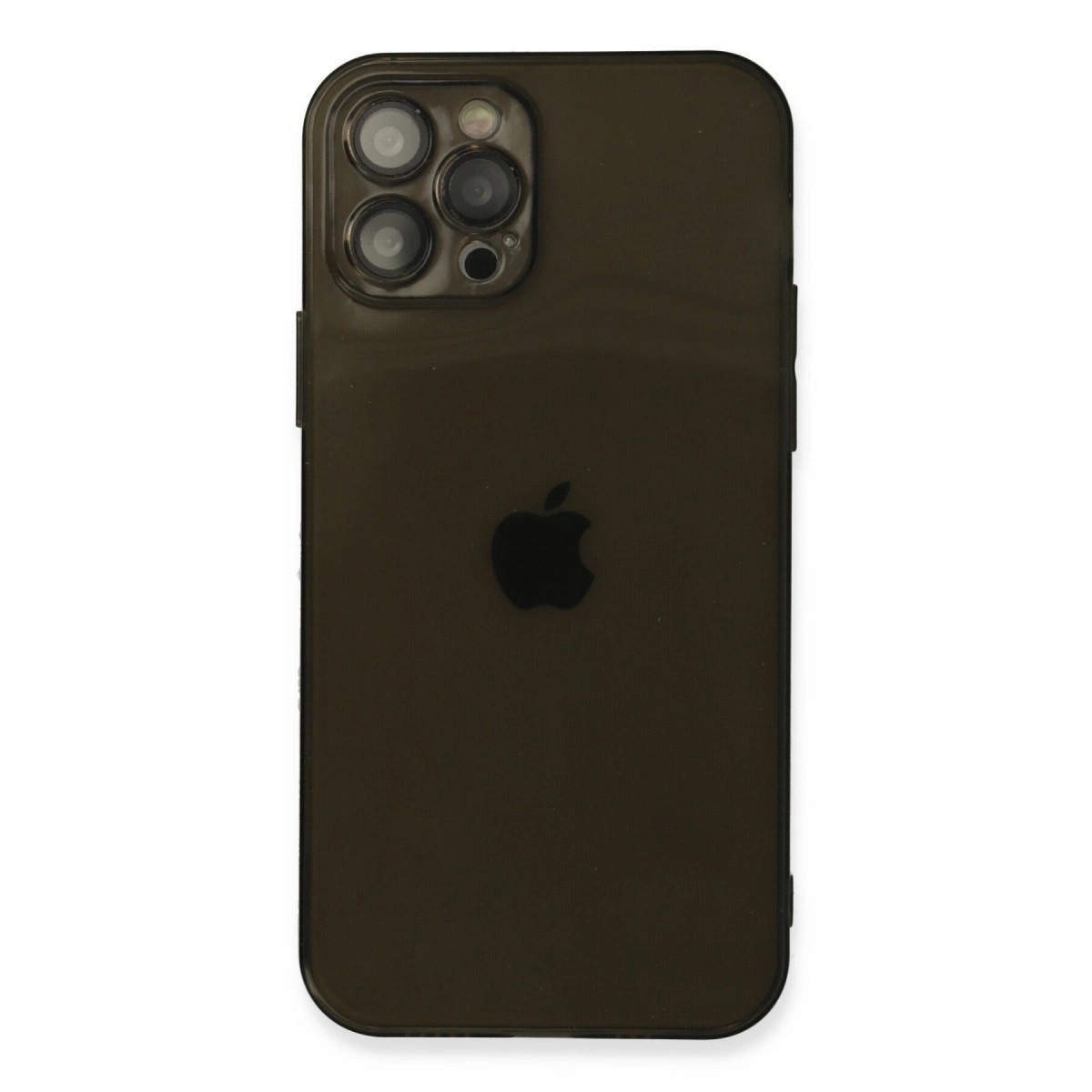 Üç kameralı, Apple logolu koyu kahverengi iPhone.