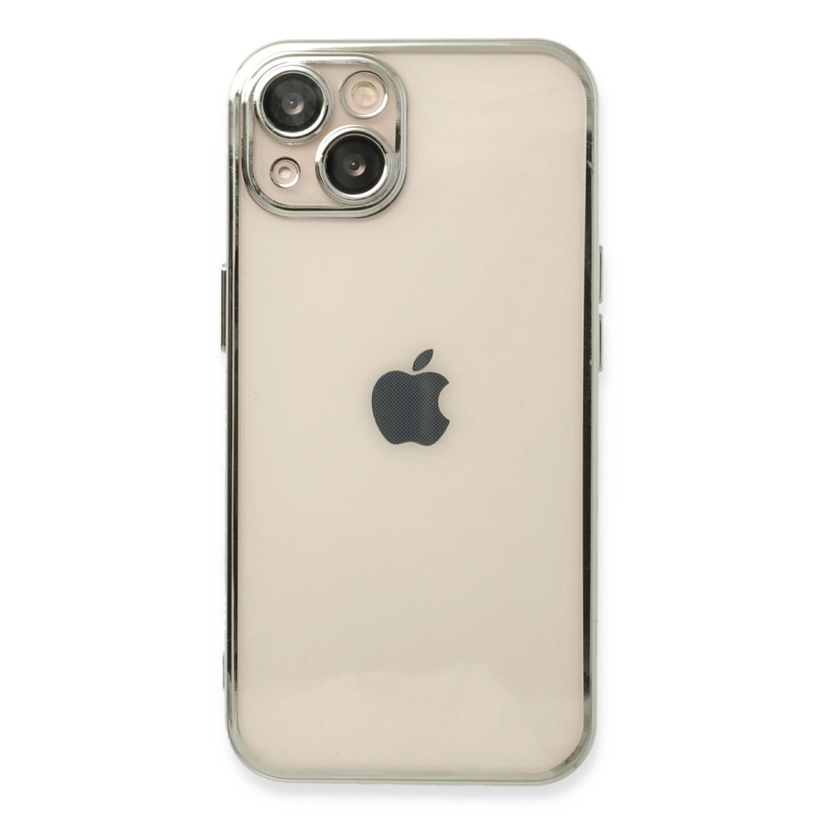 NEWFACE iPhone 14 Uyumlu Kamera Korumalı Lensli Silikon Telefon Kılıfı Gümüş
