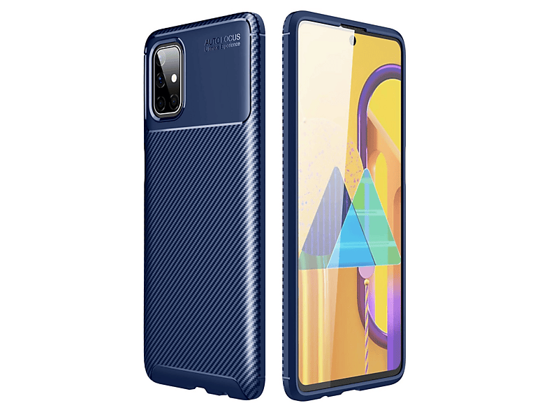 NEWFACE Samsung Galaxy M51 Uyumlu Auto Focus Karbon Kapak Telefon Kılıfı Lacivert