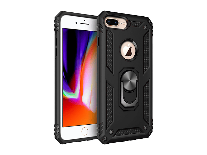 NEWFACE iPhone 7 Plus Uyumlu Sofya Yüzüklü Silikon Kapak Telefon Kılıfı Siyah