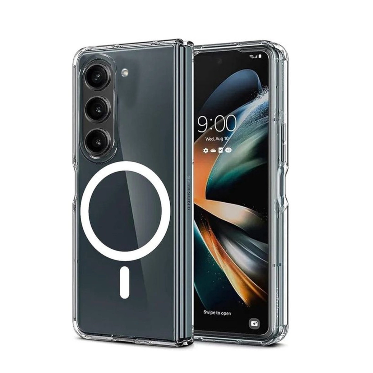 NEWFACE Samsung Galaxy Z Fold 6 Uyumlu Magneticsafe Şeffaf Silikon Telefon Kılıfı Şeffaf