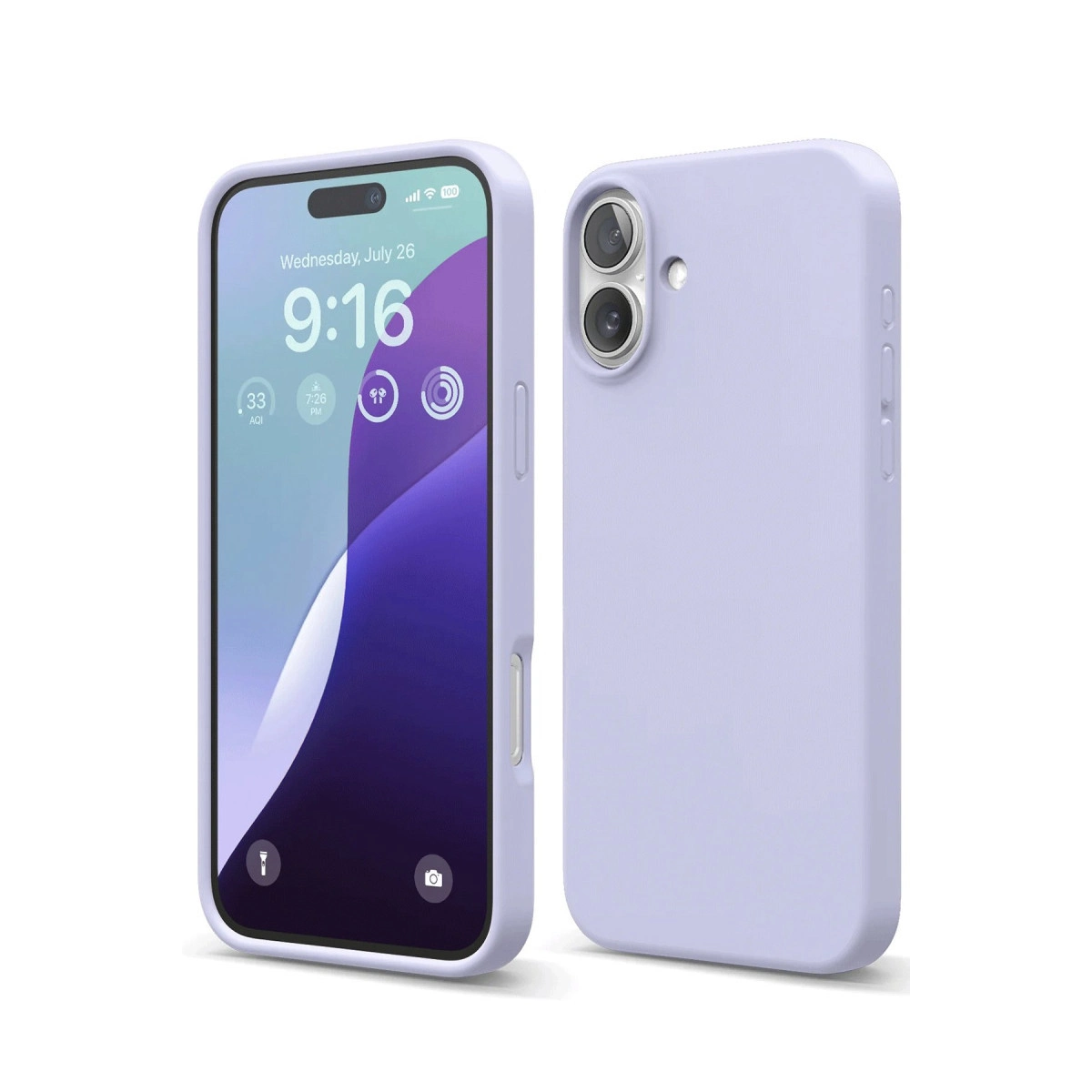 Beyaz arka plan üzerinde yan yana duran iki mor telefon kılıfı.