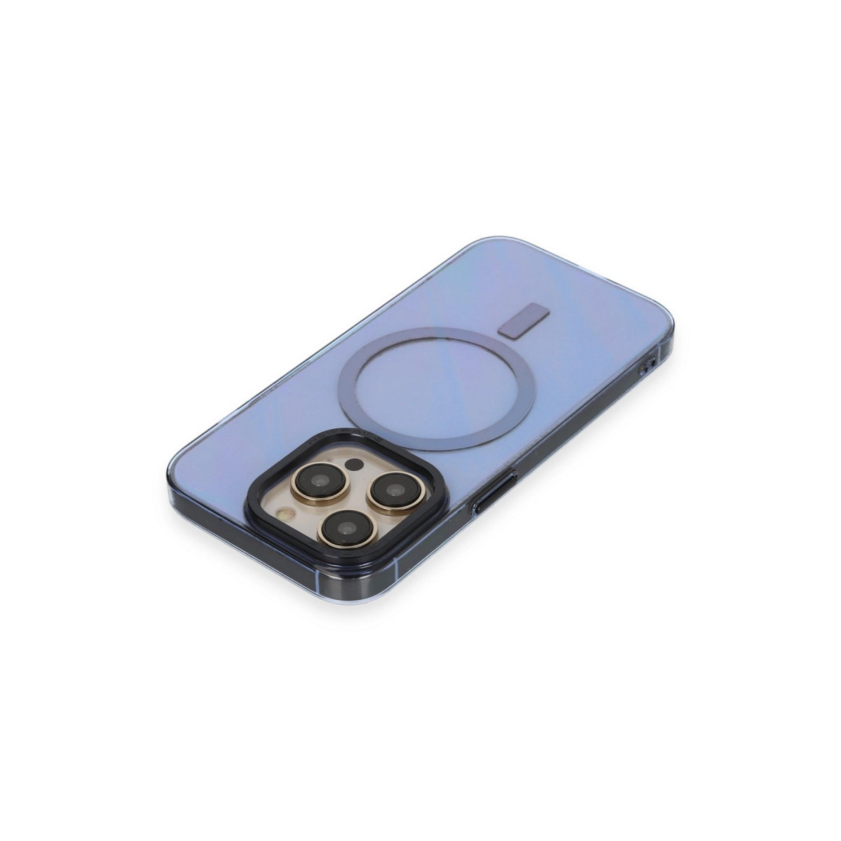 Arkada manyetik halkalı şeffaf telefon kılıfı.