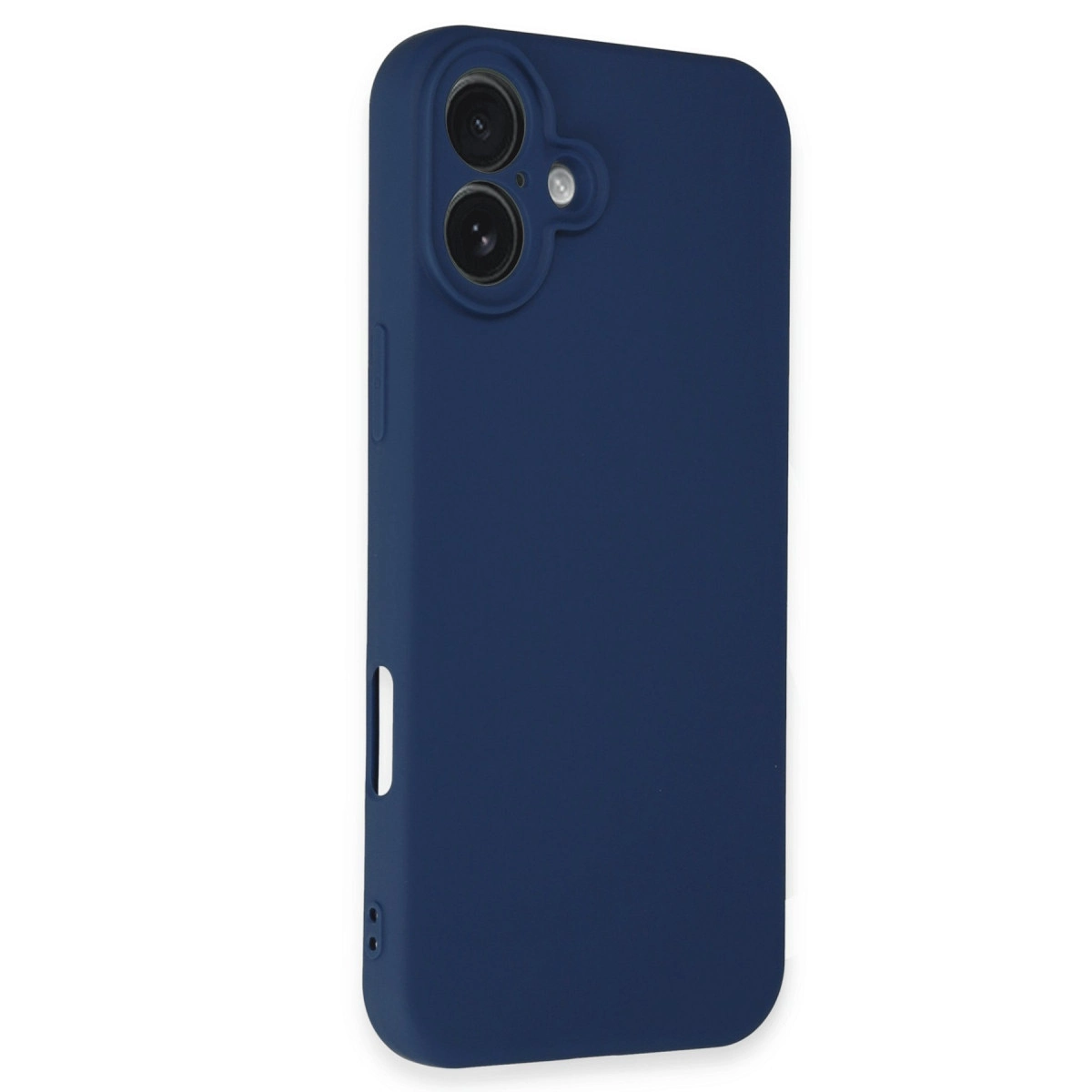Kamera kesimli ve flaşlı lacivert telefon kılıfı.