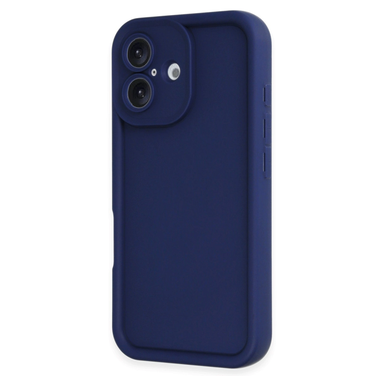 İki kamera lensi ve flaşlı lacivert telefon kılıfı.