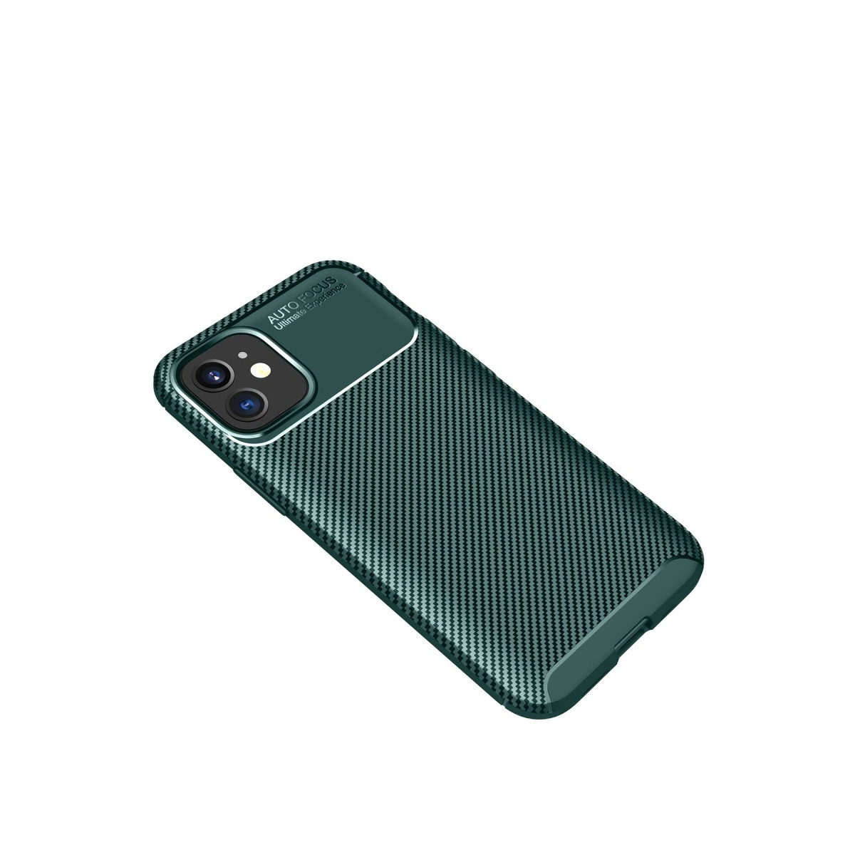 NEWFACE iPhone 12 Mini Uyumlu Auto Focus Karbon Kapak Telefon Kılıfı Yeşil