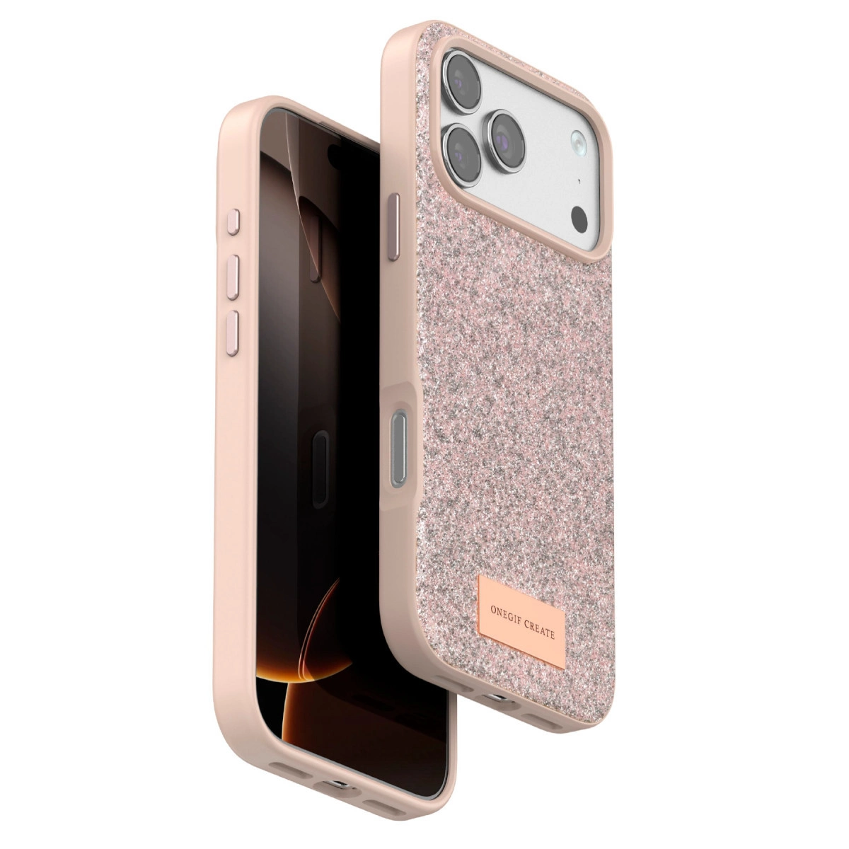 NEWFACE iPhone 17 Pro Uyumlu Bright Simli Kapak Telefon Kılıfı Pembe