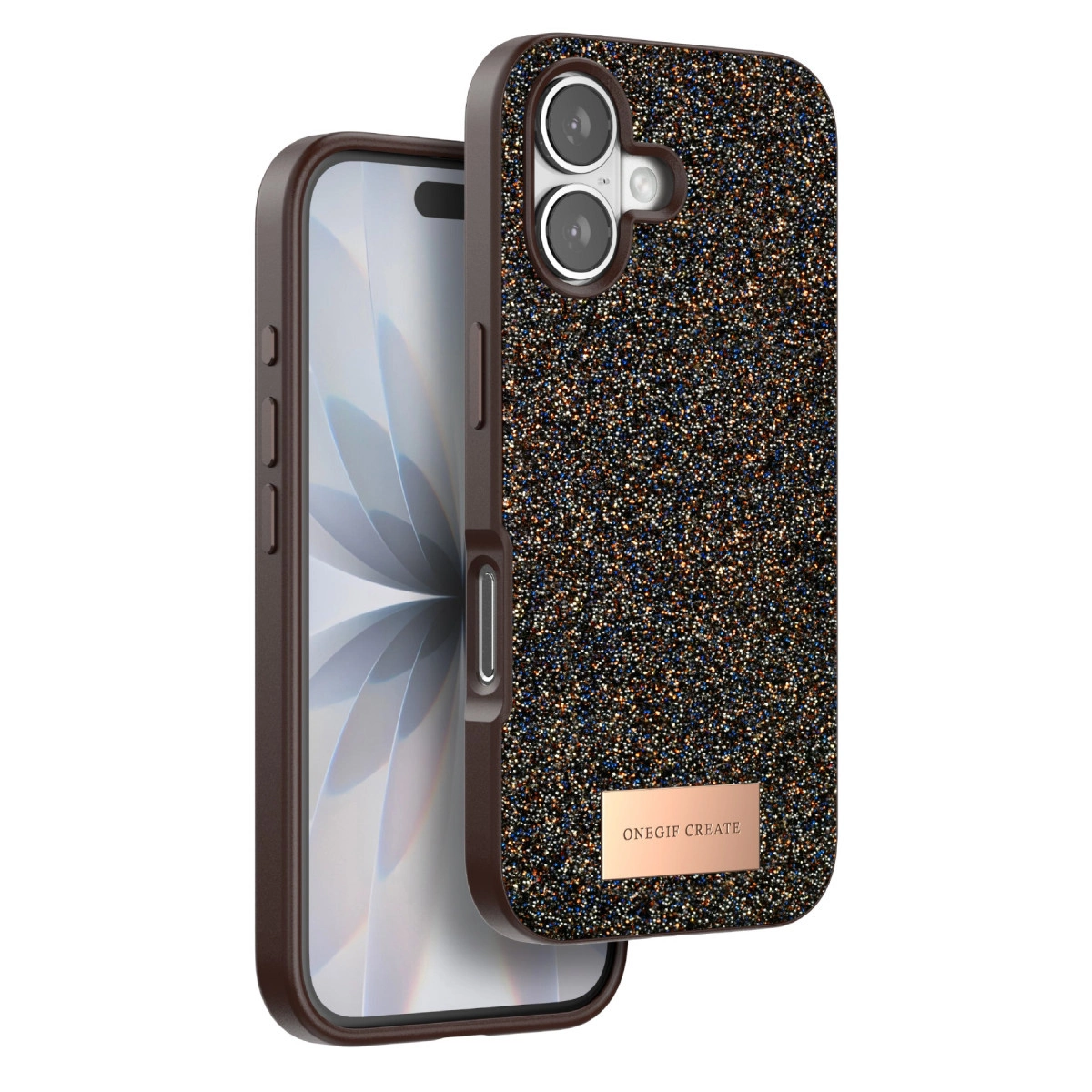 NEWFACE iPhone 17 Uyumlu Bright Simli Kapak Telefon Kılıfı Altın
