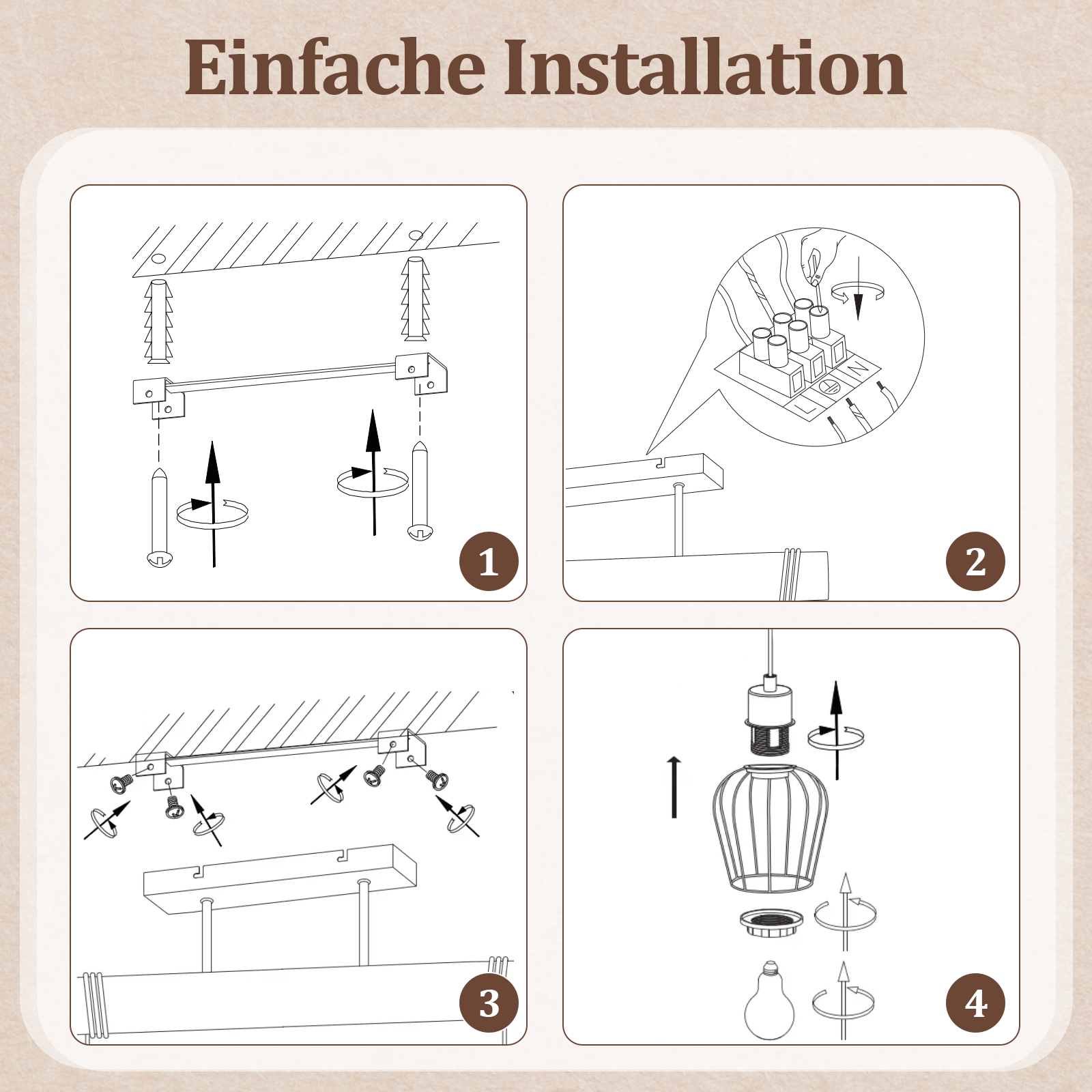 Guida passo passo per una facile installazione della lampada.