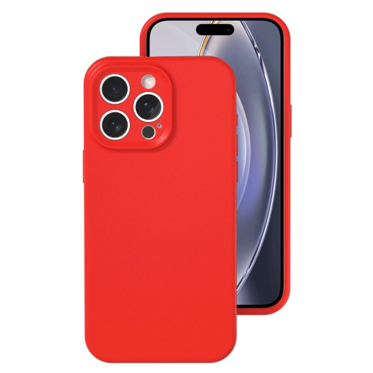 NEWFACE iPhone 16 Pro Uyumlu Nano İçi Kadife Silikon Telefon Kılıfı Kırmızı