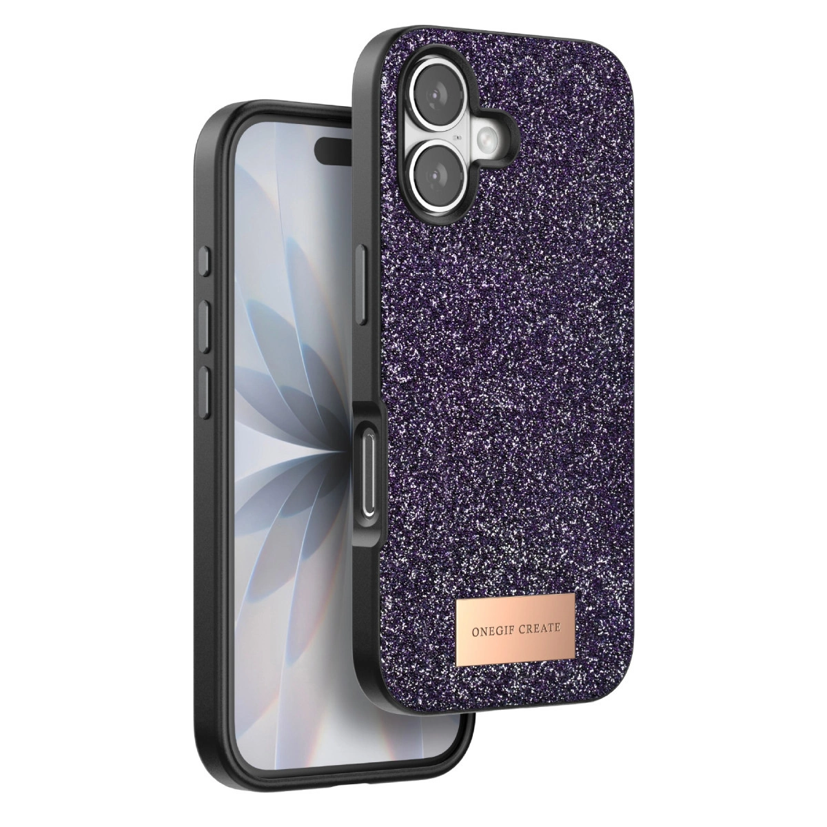 NEWFACE iPhone 17 Uyumlu Bright Simli Kapak Telefon Kılıfı Derin Mor