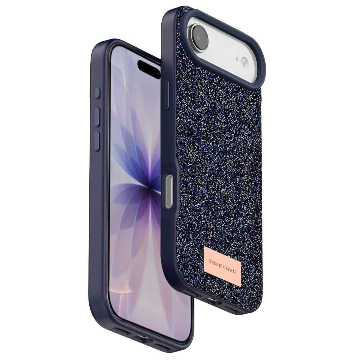NEWFACE iPhone 17 Air Uyumlu Bright Simli Kapak Telefon Kılıfı Mavi