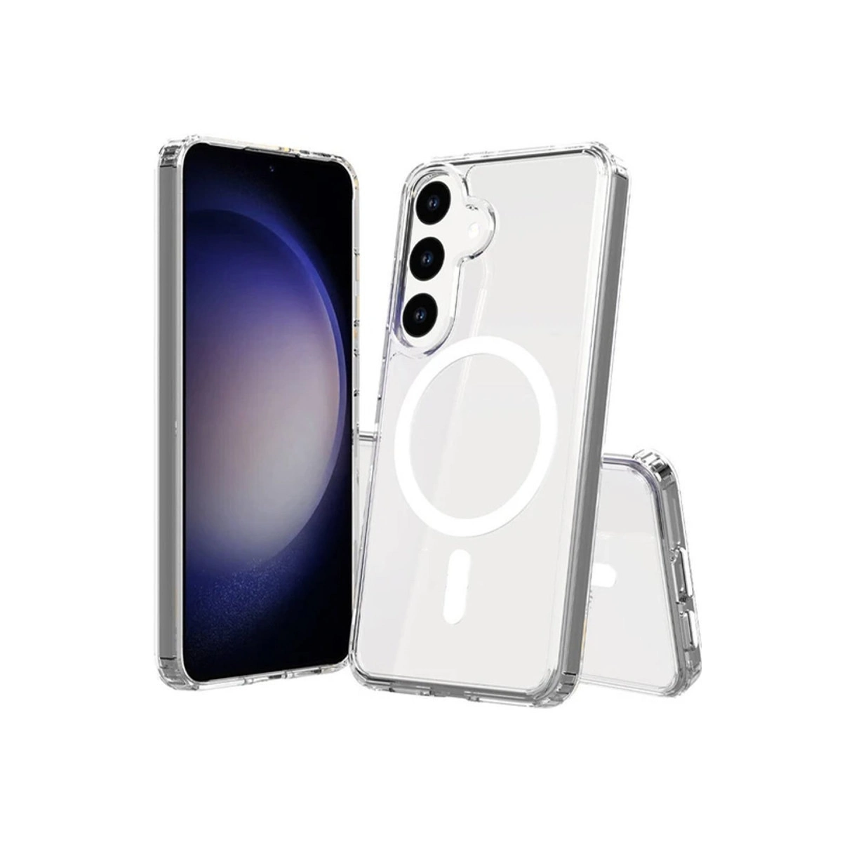 NEWFACE Samsung Galaxy S24 Plus Uyumlu Magneticsafe Şeffaf Silikon Telefon Kılıfı Şeffaf