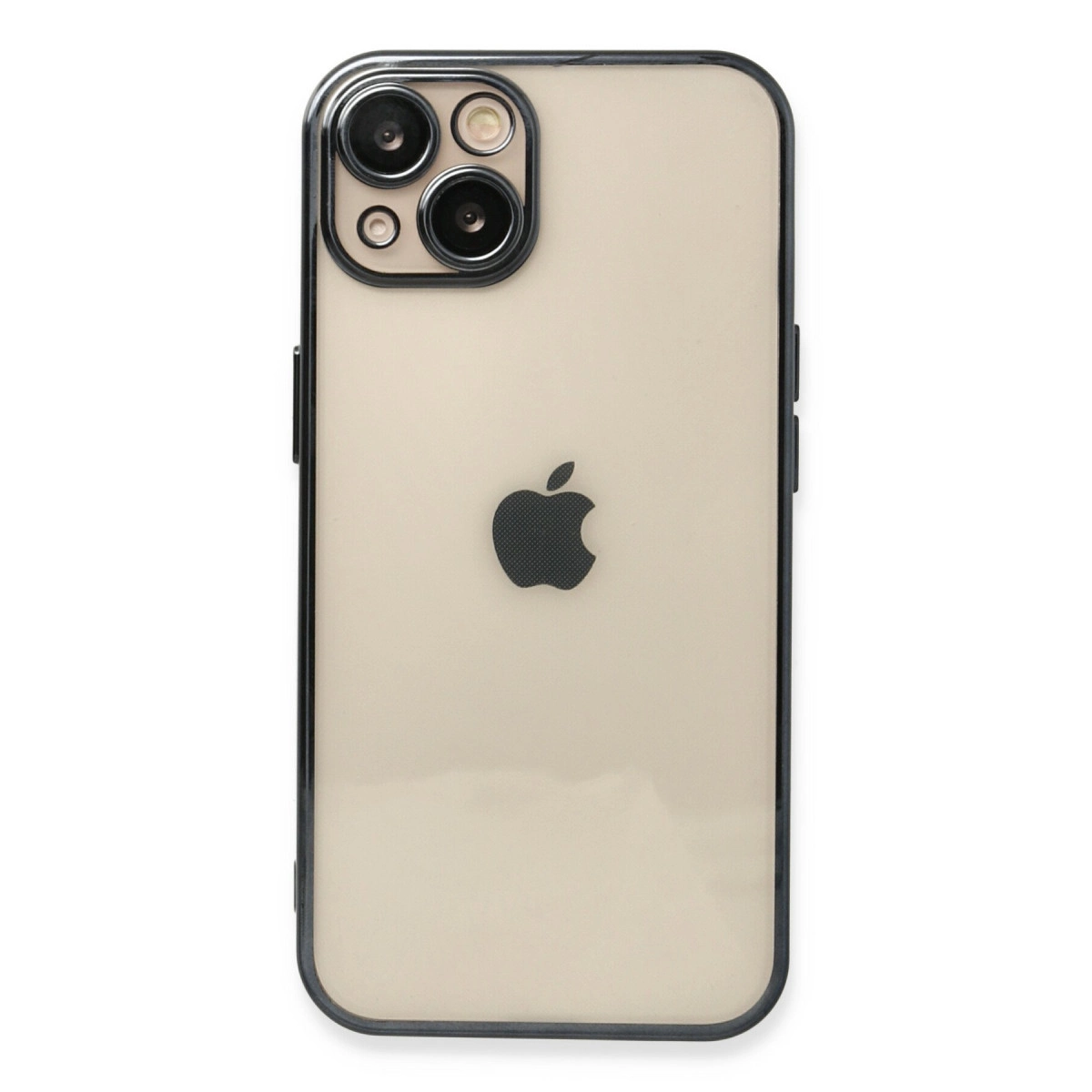 Siyah Apple logolu ve kamera dizilimli altın iPhone'un arkası.