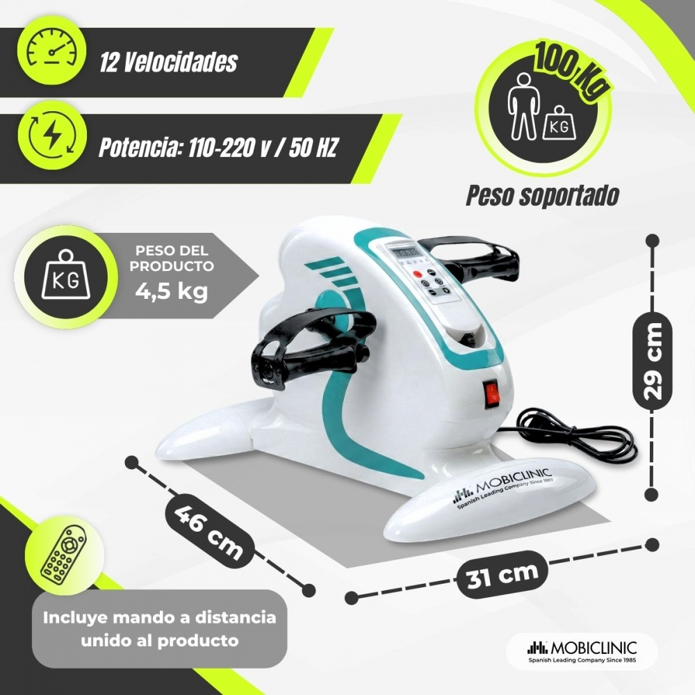 Bicicleta estática compacta con 12 velocidades, 4.5kg, soporta 100kg.