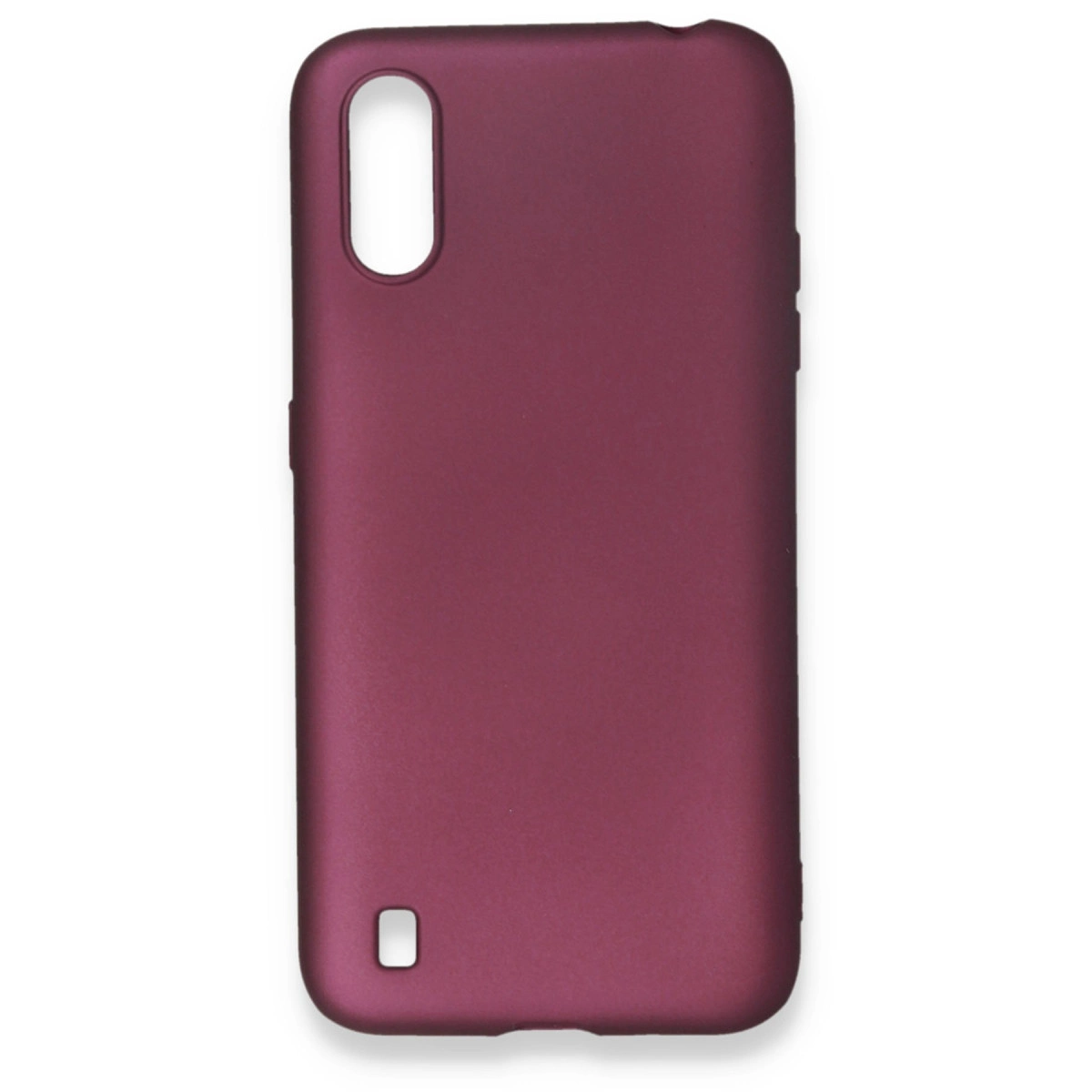 Bordo renkli telefon kılıfı, kamera ve şarj portu kesikleri mevcut.